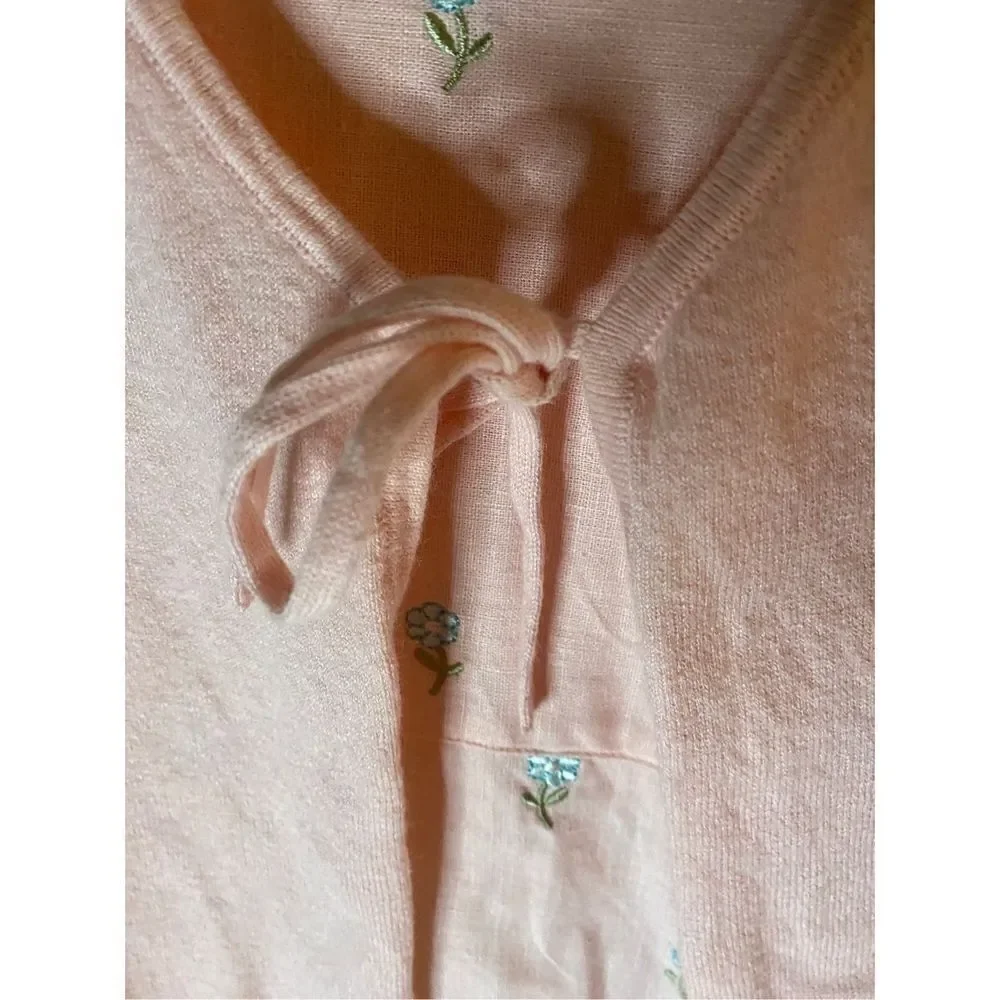 KC Parker girls linen blend pink floral embroidered dress and cardigan size 10